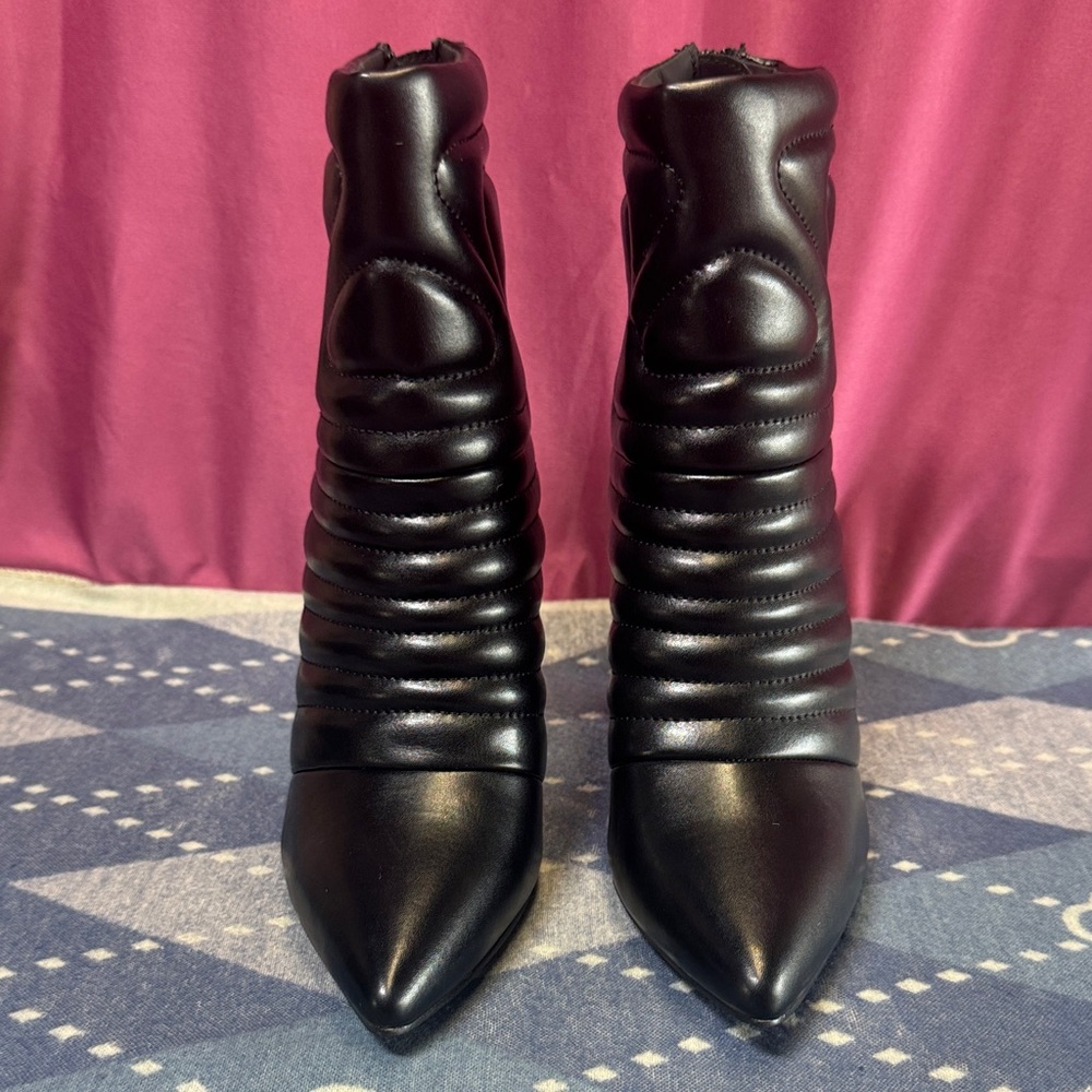Glaze Black Quilted Ankle Booties